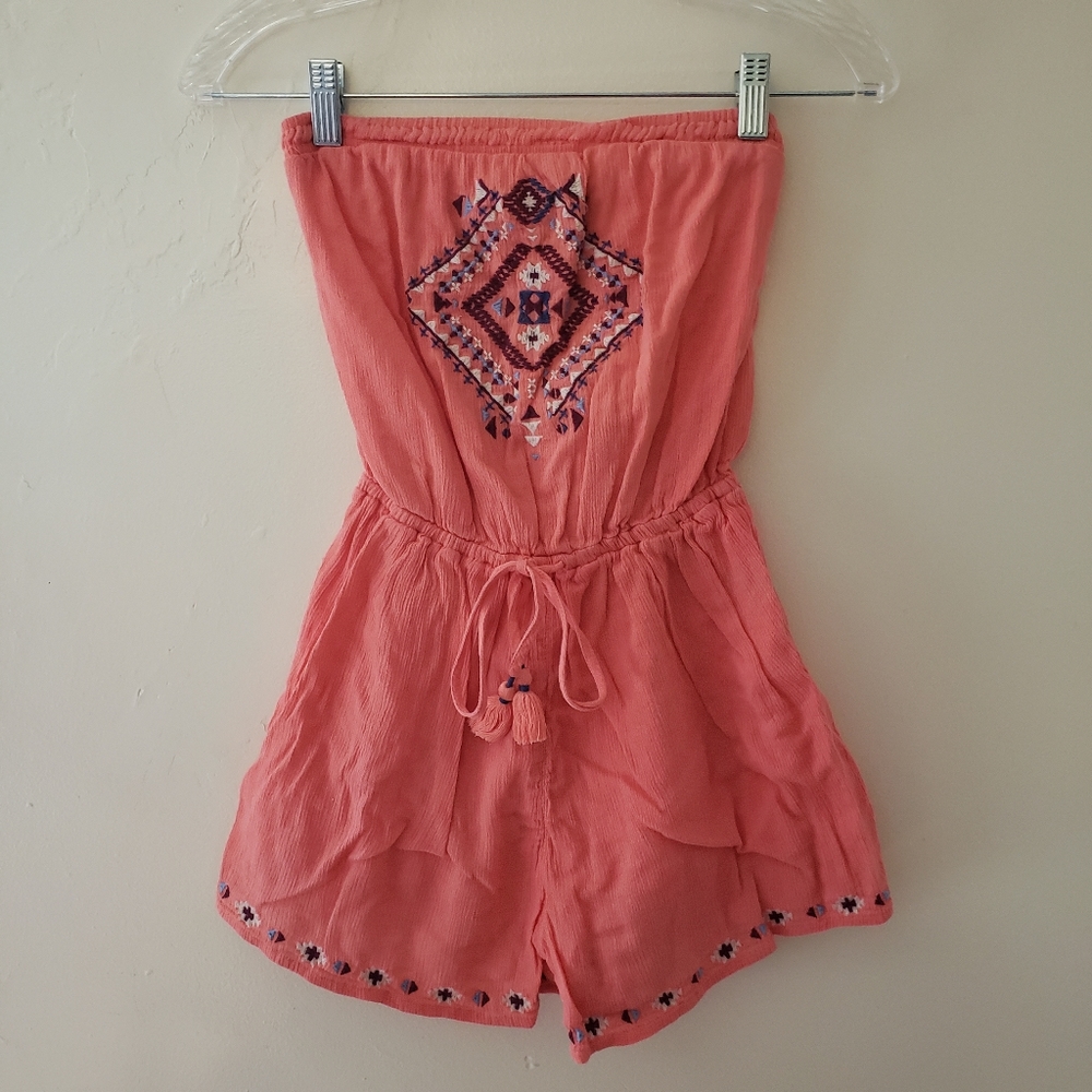 AE Hollister Peach Strapless Romper XS